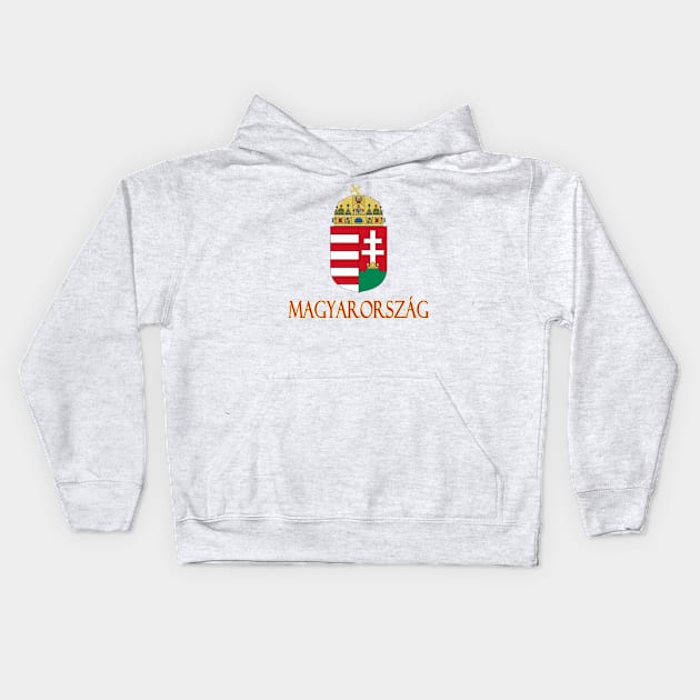 Hungary - Coat of Arms Design (Hungarian Text) Kids Hoodie by Naves